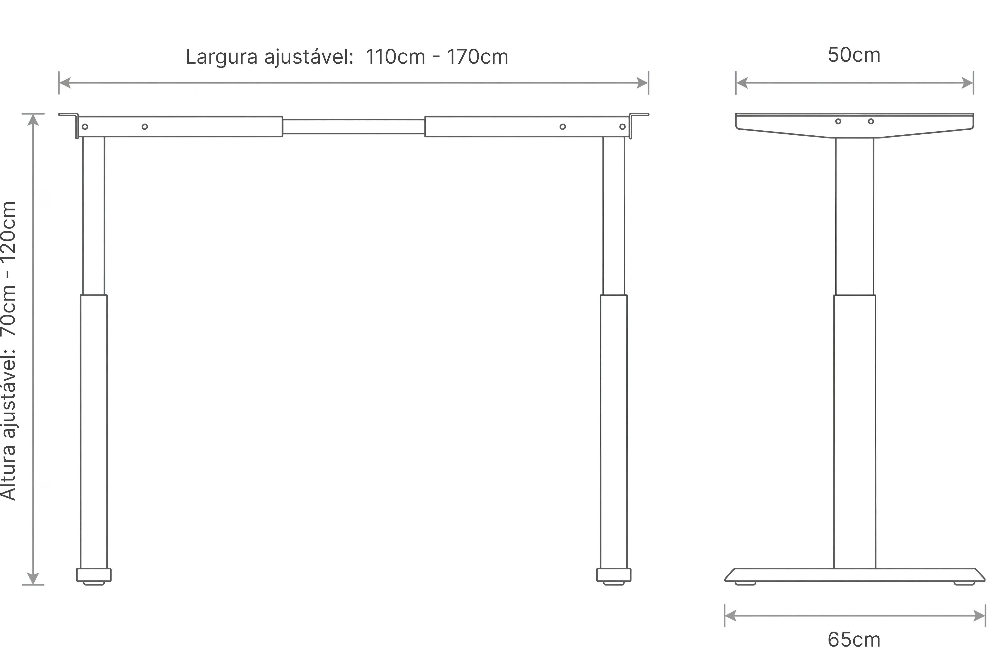 Suporta tampos de até 200x80cm